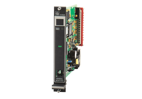 The CC02A Communications Card facilitates serial communications between each module in a Zero Two Series Flame and Gas Detection System and an external host computer, which allows fast access to operational and setup data registers. It supports a Burst Read feature that returns all registers of a module in a single transmission.